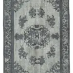 Oyma Gri Pamuk Üzerine Yün El Dokuma Kilim-181x278