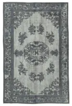 Oyma Gri Pamuk Üzerine Yün El Dokuma Kilim-181x278
