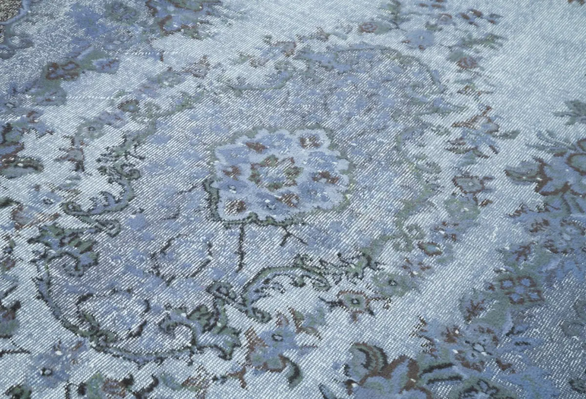 Oyma Mavi Pamuk Üzerine Yün El Dokuma Kilim-175x284 - Görsel 5