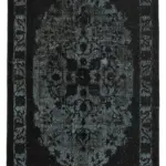 Oyma Siyah Pamuk Üzerine Yün El Dokuma Kilim-160x272