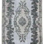 Oyma Gri Pamuk Üzerine Yün El Dokuma Kilim-165x305
