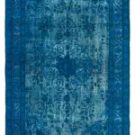 Oyma Mavi Pamuk Üzerine Yün El Dokuma Kilim-150x241