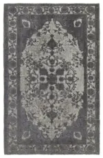 Oyma Gri Pamuk Üzerine Yün El Dokuma Kilim-172x268
