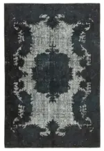 Oyma Siyah Pamuk Üzerine Yün El Dokuma Kilim-178x267