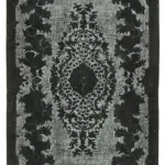 Oyma Siyah Pamuk Üzerine Yün El Dokuma Kilim-167x300