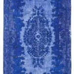 Oyma Mavi Pamuk Üzerine Yün El Dokuma Kilim-174x273