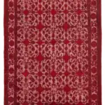 Oyma Kırmızı Pamuk Üzerine Yün El Dokuma Kilim-216x309