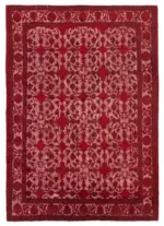 Oyma Kırmızı Pamuk Üzerine Yün El Dokuma Kilim-216x309