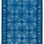 Oyma Mavi Pamuk Üzerine Yün El Dokuma Kilim-216x316