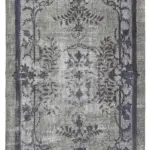 Oyma Gri Pamuk Üzerine Yün El Dokuma Kilim-204x320