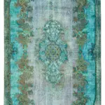 Oyma Turkuaz Pamuk Üzerine Yün El Dokuma Kilim-162x288