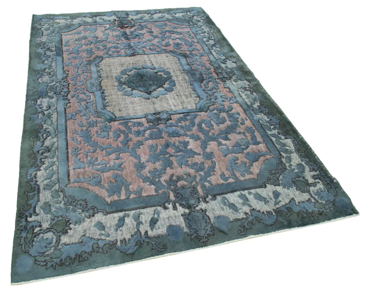 Oyma Mavi Pamuk Üzerine Yün El Dokuma Kilim-157x251 - Görsel 2