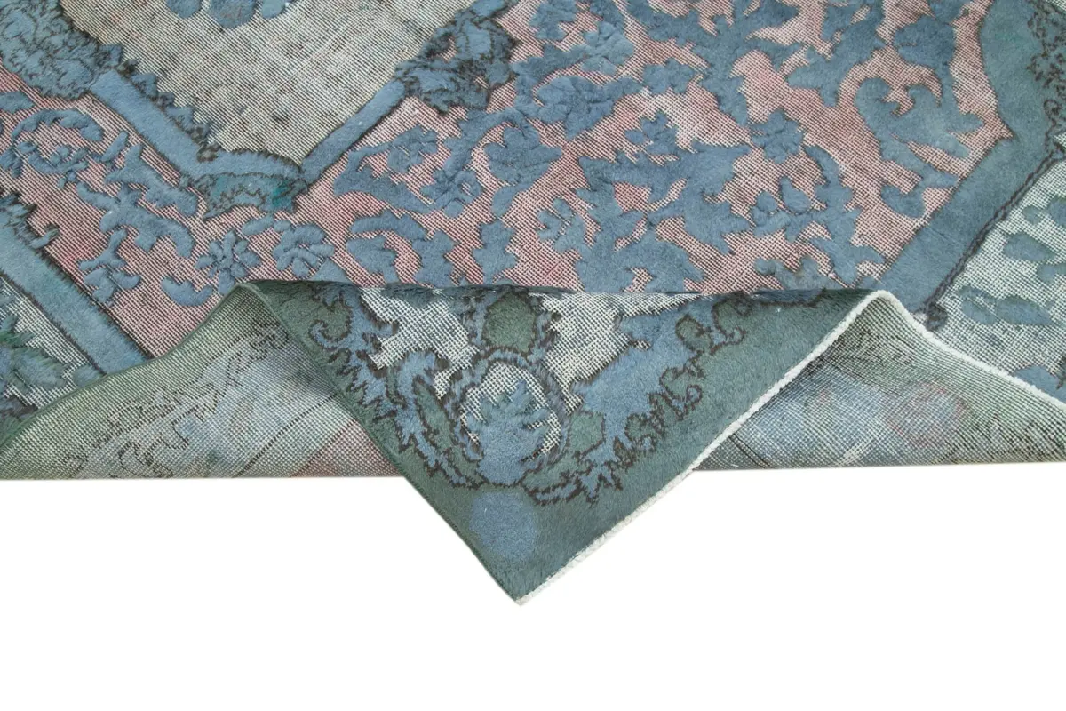 Oyma Mavi Pamuk Üzerine Yün El Dokuma Kilim-157x251 - Görsel 6