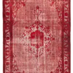Oyma Kırmızı Pamuk Üzerine Yün El Dokuma Kilim-194x315
