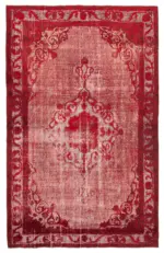 Oyma Kırmızı Pamuk Üzerine Yün El Dokuma Kilim-194x315