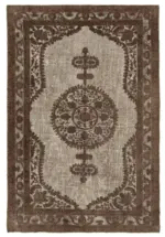 Oyma Kahverengi Pamuk Üzerine Yün El Dokuma Kilim-214x318