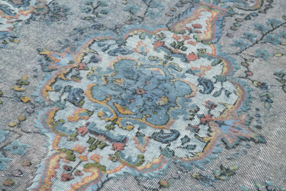 Oyma Mavi Pamuk Üzerine Yün El Dokuma Kilim-167x285 - Görsel 5