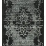 Oyma Siyah Pamuk Üzerine Yün El Dokuma Kilim-151x282