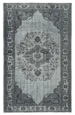 Oyma Gri Pamuk Üzerine Yün El Dokuma Kilim-160x258