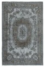 Oyma Gri Pamuk Üzerine Yün El Dokuma Kilim-174x266