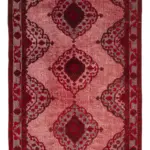 Oyma Kırmızı Pamuk Üzerine Yün El Dokuma Kilim-151x370