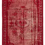 Oyma Kırmızı Pamuk Üzerine Yün El Dokuma Kilim-177x268