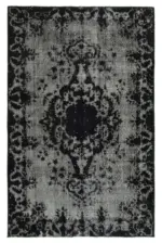 Oyma Siyah Pamuk Üzerine Yün El Dokuma Kilim-173x268