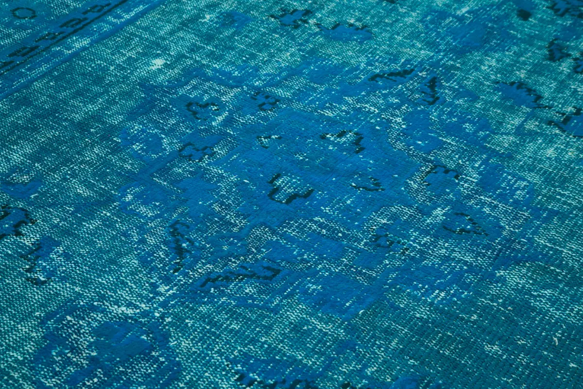 Oyma Turkuaz Pamuk Üzerine Yün El Dokuma Kilim-201x291 - Görsel 5