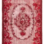 Oyma Kırmızı Pamuk Üzerine Yün El Dokuma Kilim-168x277