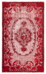 Oyma Kırmızı Pamuk Üzerine Yün El Dokuma Kilim-168x277