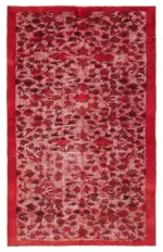 Oyma Kırmızı Pamuk Üzerine Yün El Dokuma Kilim-148x236
