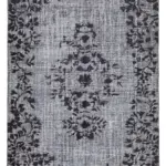 Oyma Gri Pamuk Üzerine Yün El Dokuma Kilim-178x270