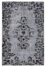 Oyma Gri Pamuk Üzerine Yün El Dokuma Kilim-178x270