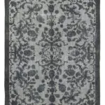 Oyma Gri Pamuk Üzerine Yün El Dokuma Kilim-190x277