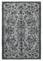 Oyma Gri Pamuk Üzerine Yün El Dokuma Kilim-190x277