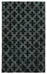 Oyma Siyah Pamuk Üzerine Yün El Dokuma Kilim-156x256