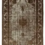 Oyma Kahverengi Pamuk Üzerine Yün El Dokuma Kilim-203x303