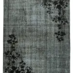 Oyma Siyah Pamuk Üzerine Yün El Dokuma Kilim-162x262