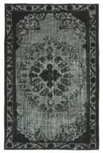 Oyma Siyah Pamuk Üzerine Yün El Dokuma Kilim-191x293