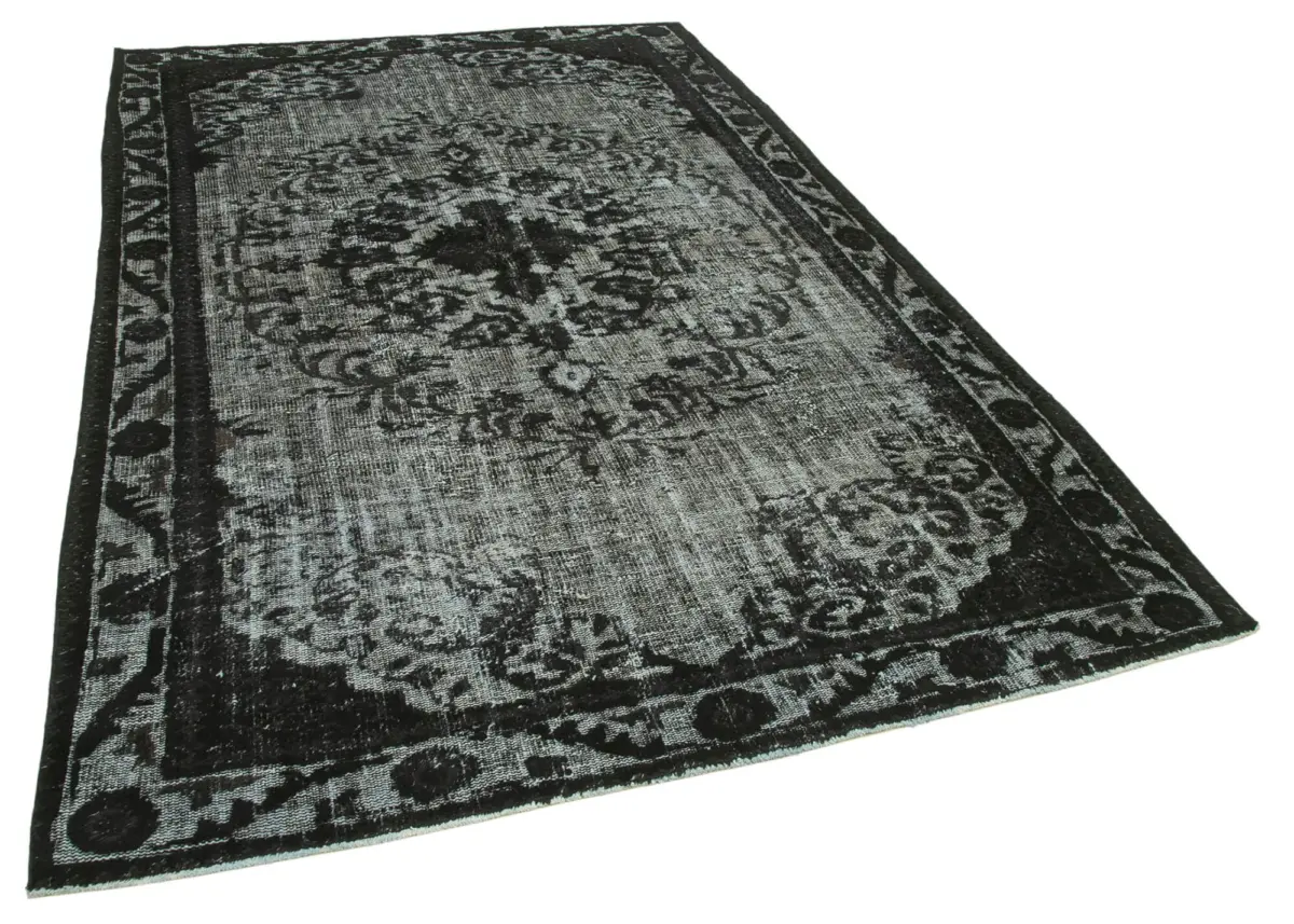 Oyma Siyah Pamuk Üzerine Yün El Dokuma Kilim-191x293 - Görsel 2
