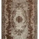 Oyma Kahverengi Pamuk Üzerine Yün El Dokuma Kilim-192x332