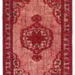 Oyma Kırmızı Pamuk Üzerine Yün El Dokuma Kilim-157x236