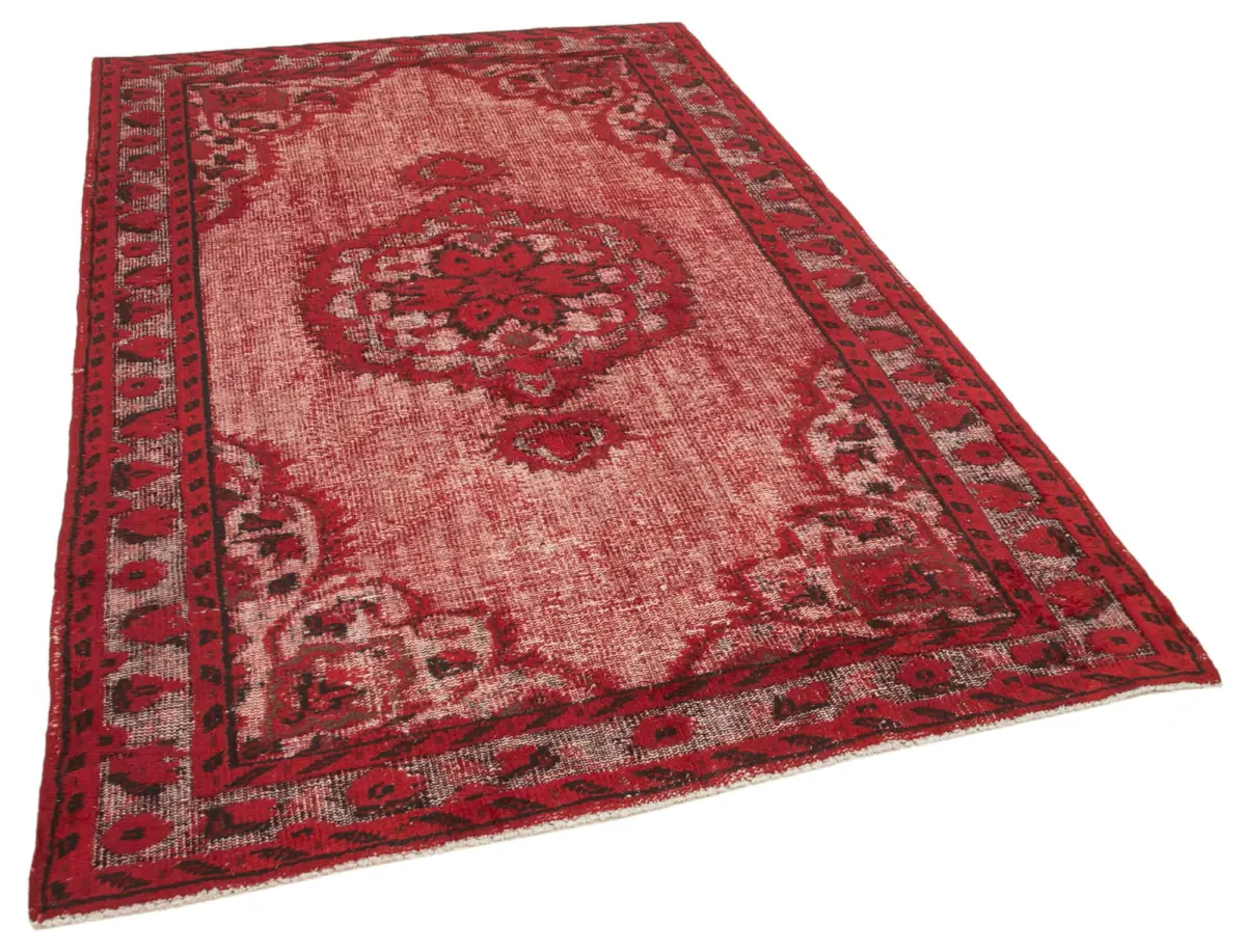 Oyma Kırmızı Pamuk Üzerine Yün El Dokuma Kilim-157x236 - Görsel 2