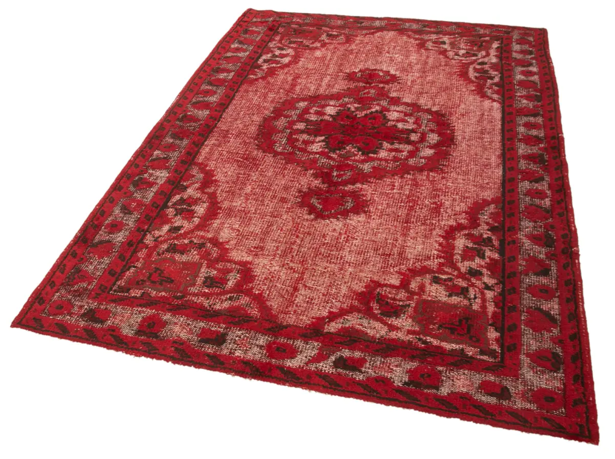 Oyma Kırmızı Pamuk Üzerine Yün El Dokuma Kilim-157x236 - Görsel 3