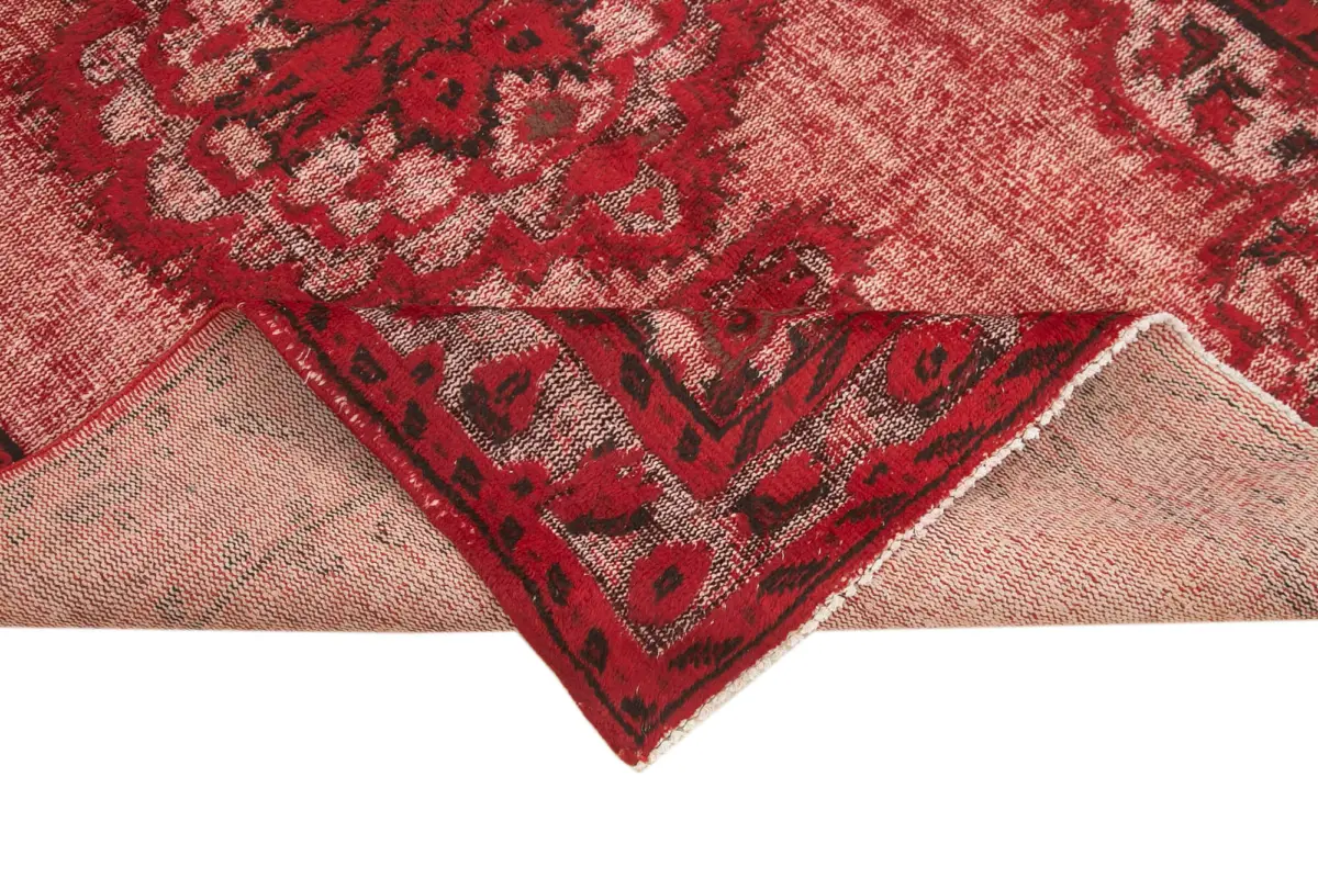 Oyma Kırmızı Pamuk Üzerine Yün El Dokuma Kilim-157x236 - Görsel 6