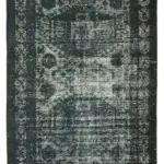 Oyma Siyah Pamuk Üzerine Yün El Dokuma Kilim-158x276