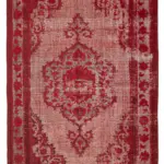 Oyma Kırmızı Pamuk Üzerine Yün El Dokuma Kilim-215x341