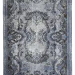 Oyma Gri Pamuk Üzerine Yün El Dokuma Kilim-154x264