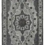 Oyma Gri Pamuk Üzerine Yün El Dokuma Kilim-161x273