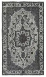 Oyma Gri Pamuk Üzerine Yün El Dokuma Kilim-161x273